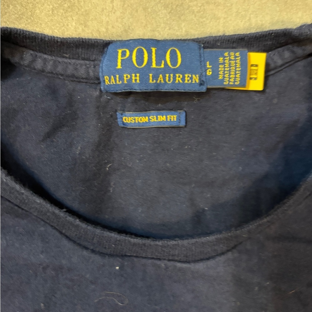Polo Ralph Lauren men’s Logo navy T-Shirt yellow pony size large - Picture 3 of 6
